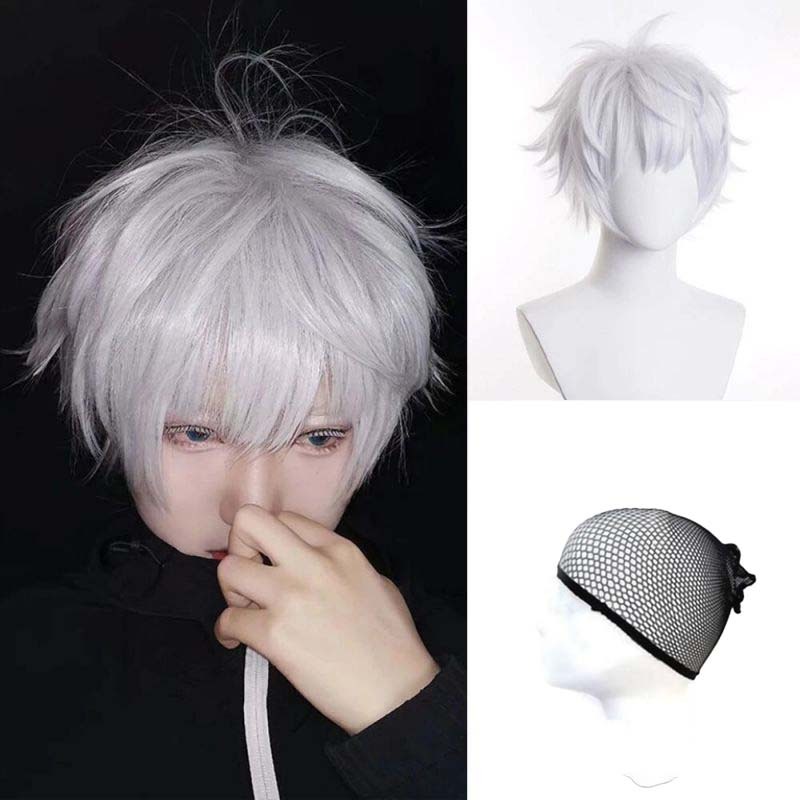 Rambut Gojo Satoru Rambut Palsu Cosplay Anime Jujutsu Kaisen Rambut Palsu Cosplay Anime Wig Silver R