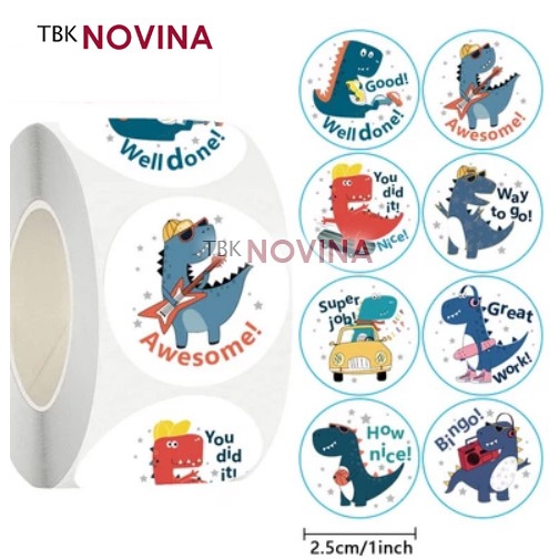 

[KODE 243] Stiker REWARD / Label segel DINOSAURUS 2.5cm (10pcs)