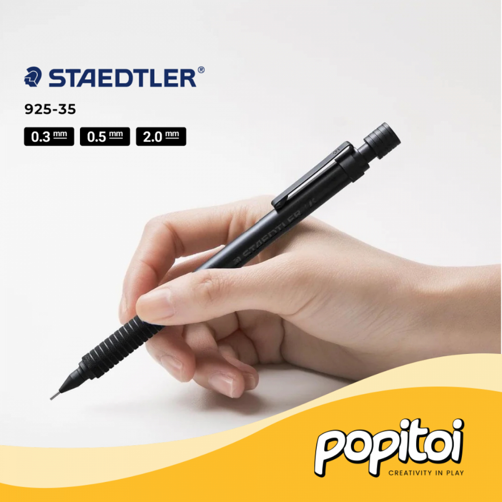 Staedtler 925-35 All Black Drafting Mechanical Pencil 0.3 0.5 2.0 mm Pensil Mekanik Cetek