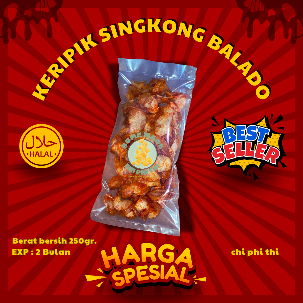 

Keripik Singkong Balado Pedas Khas Lampung Lengket 250GR - Snack, Food Cemilan