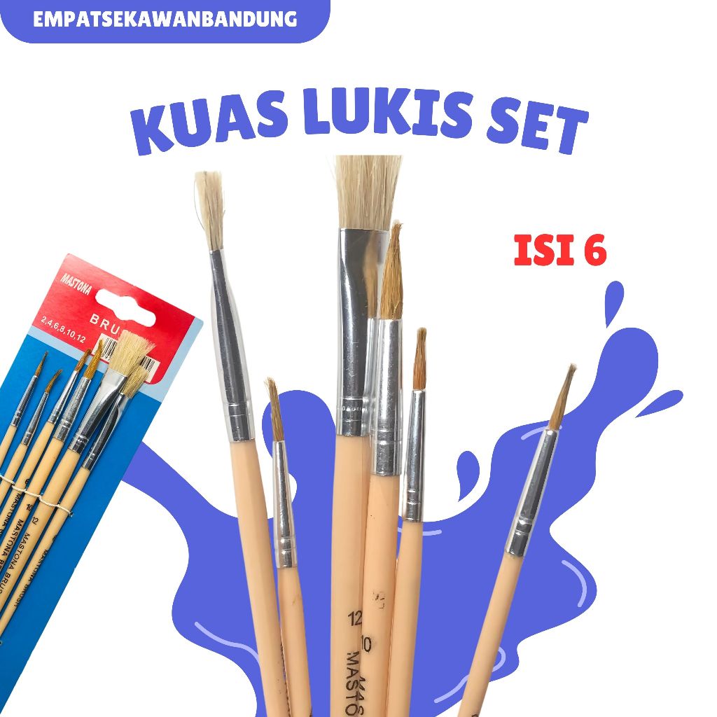 

Kuas Lukis Mastona Set 6 Brush Melukis Flat & Round ( No. 2,4,6,8,10,12 ) Mastona Brush Set 6 Kuas Lukis Cat Akrilik Cat Minyak - Set 6