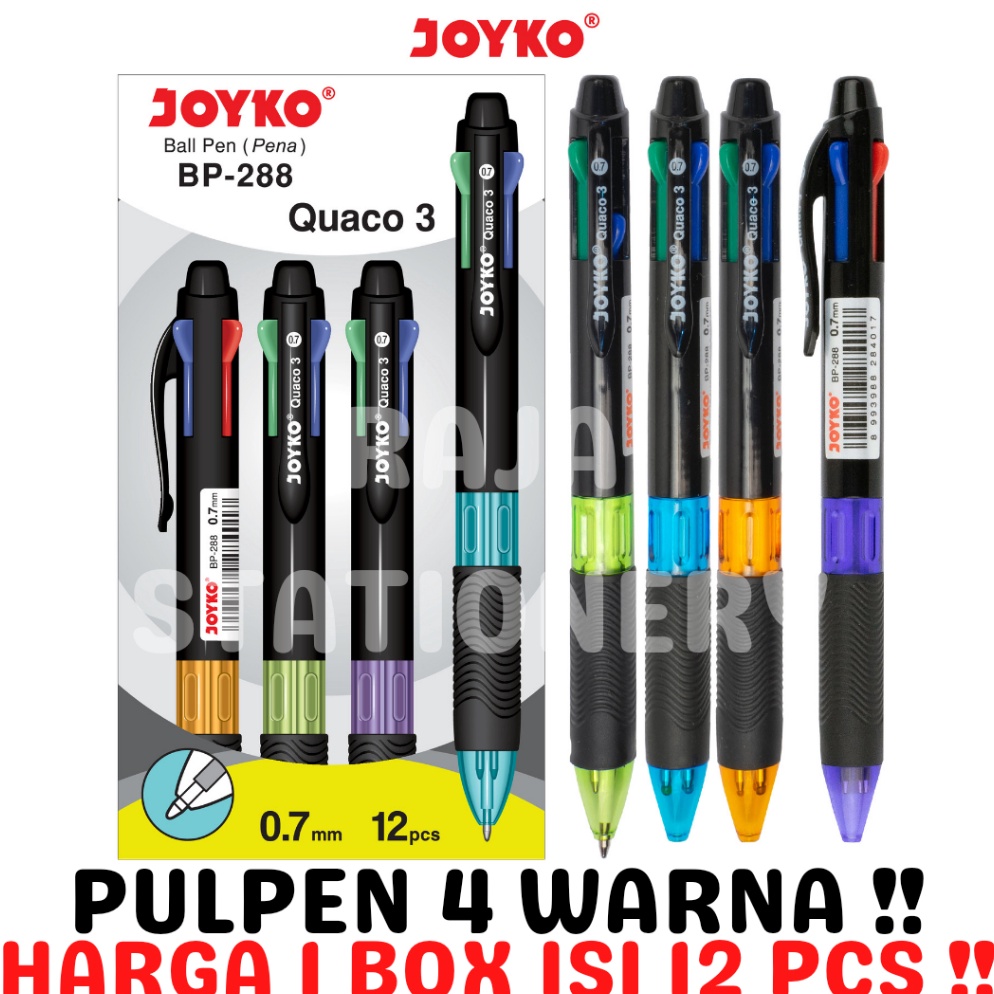 

KODE S18L JOYKO BALL PEN 4 COLOURS BOLPEN PULPEN 4 WARNA JOYKO BP288 12PCS