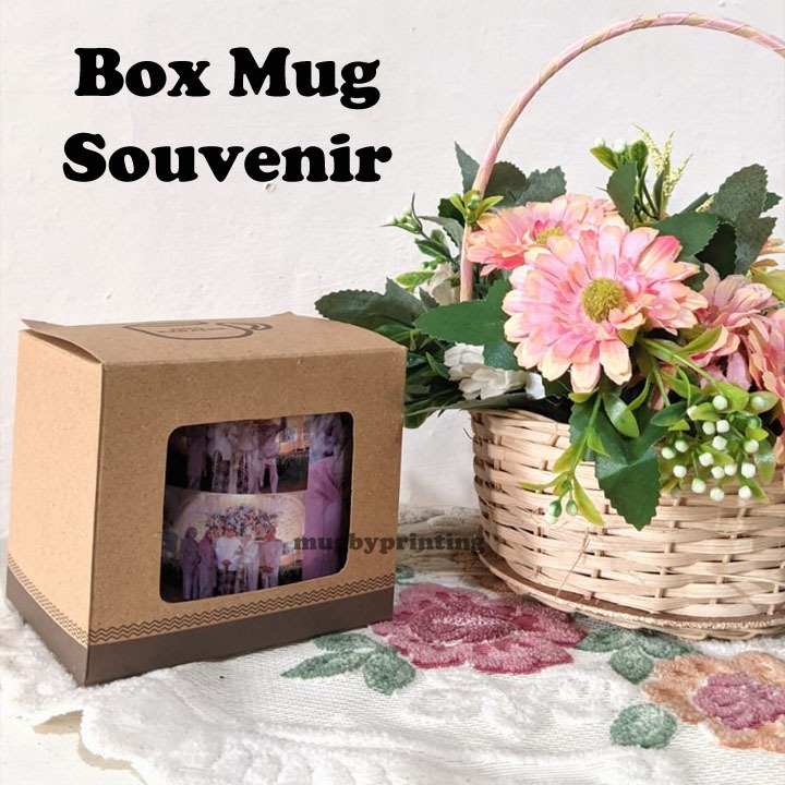 BOX MUG POLOS/DUS COKLAT MUG/BOX SOUVENIR MUG/GIFT BIRTHDAY