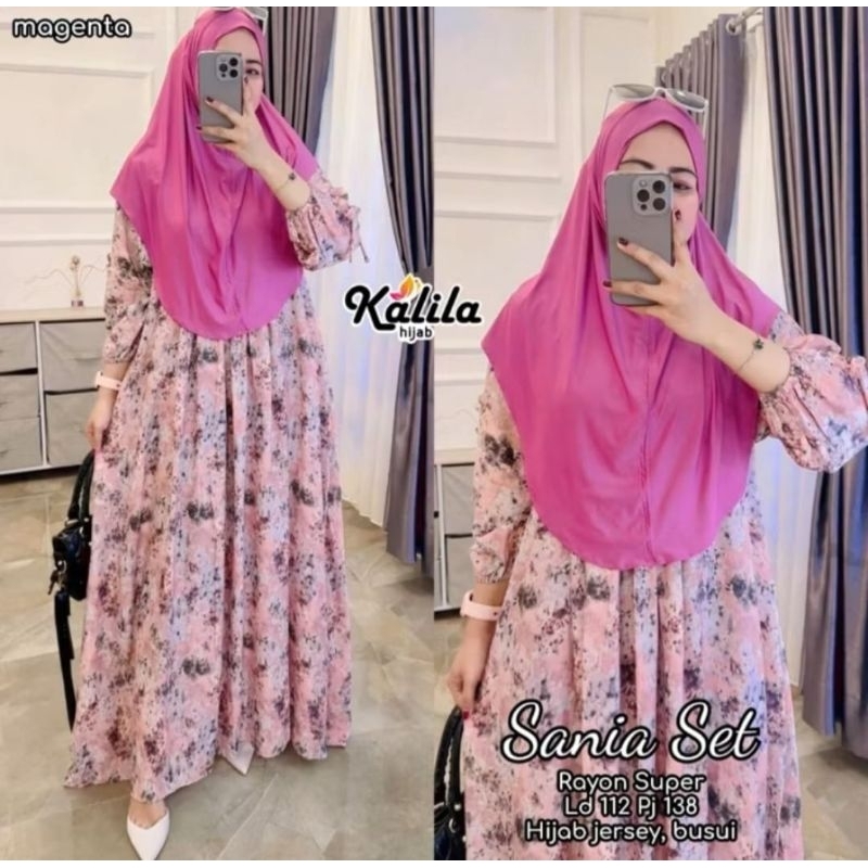 GAMIS RAYON PREE HIJAB BERGO SANIA SET
