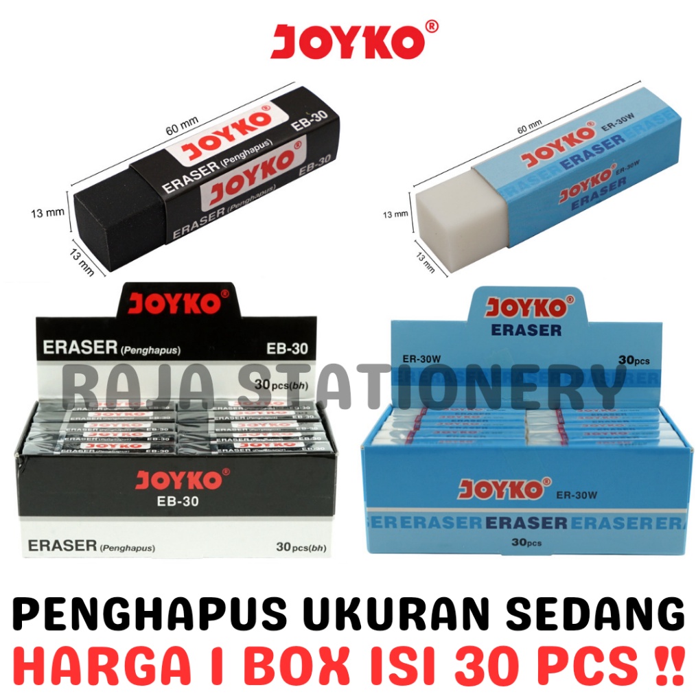 

KODE K35S JOYKO ERASER BLACK WHITE PENGHAPUS JOYKO PANJANG PUTIH HITAM ER3W EB3 3PCS