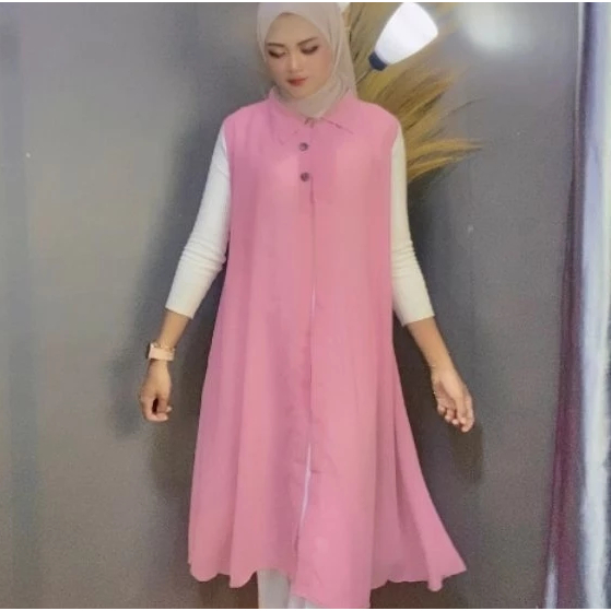 Cardigan Tanpa Lengan Outer Ceruty Wanita Bahan Ceruty Babydoll Premium