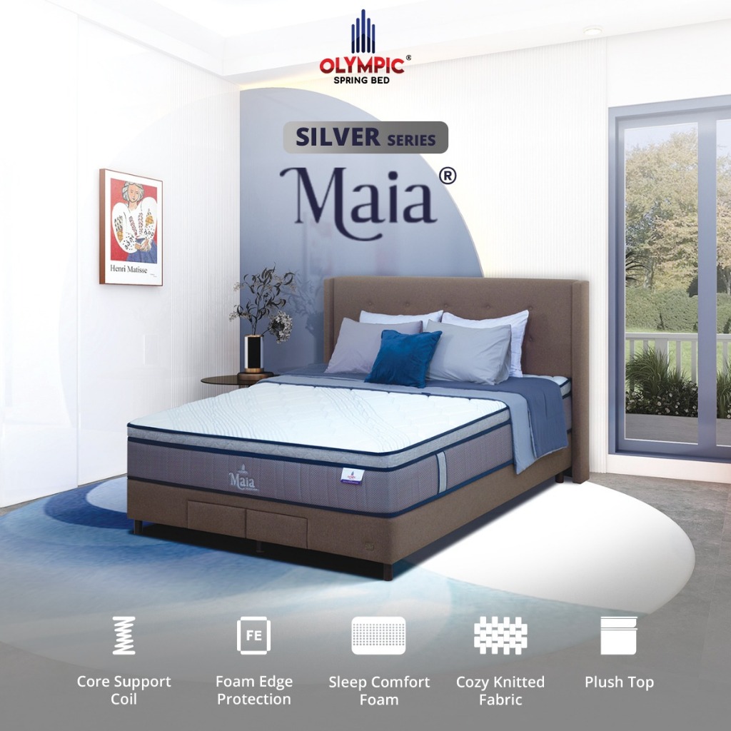 Tempat Tidur Matras Olympic Springbed Maia Silver Series dengan Feel Medium Dengan Pocket Spring