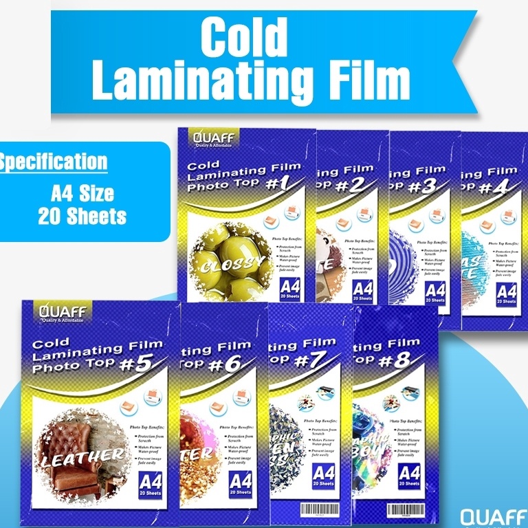 

KODE F85D Plastik Laminasi Dingin ukuran A4 8micron 2 lembarPhoto Top Cold Laminating Film