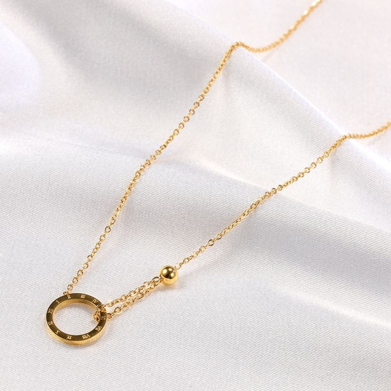 Clafel & Co - DENISA Kalung Wanita Titanium Asli Lapis Emas 18K Gold Zircon Rantai Jewelry