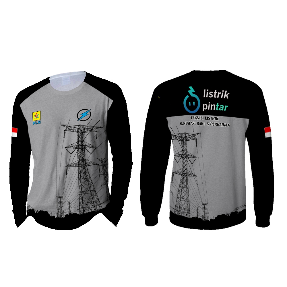 Baju PLN / Kaos Baju Jersey PLN LISTRIK PINTAR Lengan Panjang Fullprint
