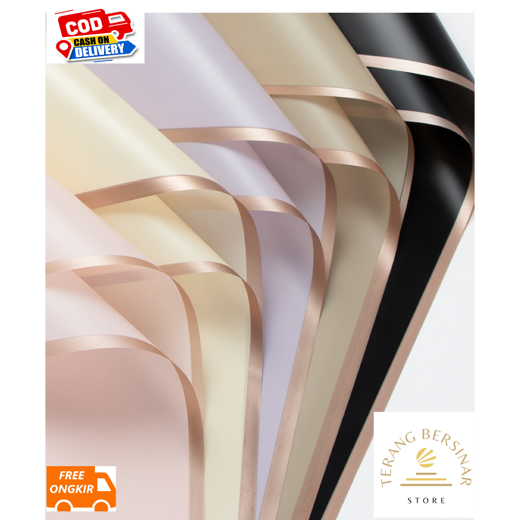 

Flower Wrapping GOLD LINE CELLOPHANE Transparent WATERPROOF KERTAS BUNGA/ PEMBUNGKUS BUNGA/ Kertas Buket