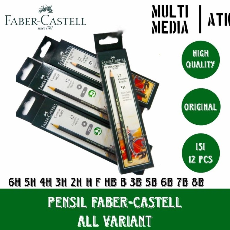 

KODE F14S FABERCASTELL 9 BLACK PENCIL 6H 5H 4H 3H 2H H F HB B 3B 5B 6B 7B 8B PENSIL FABERCASTELL 12PCS