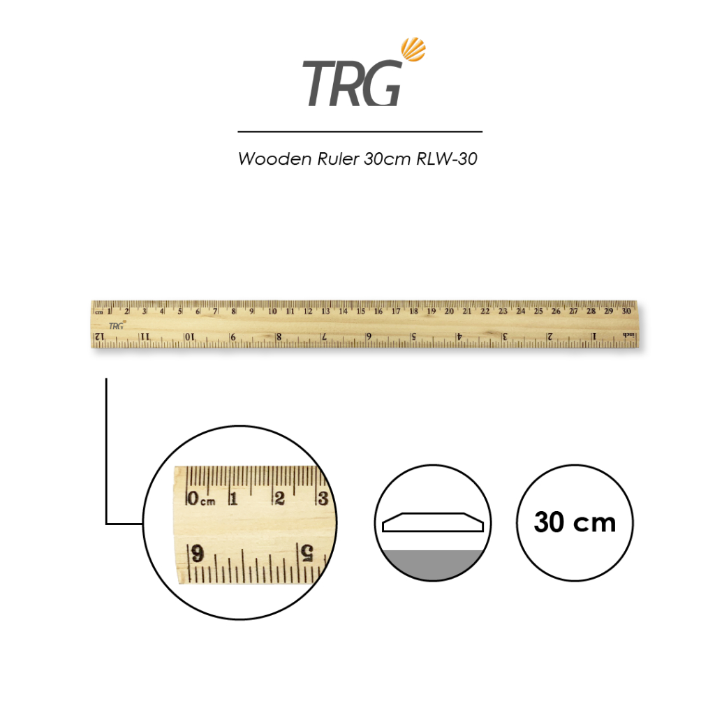 

TRG Wooden Ruler 30 cm RLW-30 - Penggaris Mistar Kayu 30cm TRG