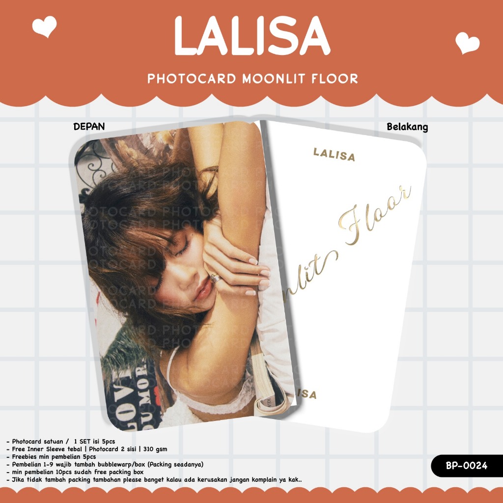 PHOTOCARD LALISA MOONLIT FLOOR ALBUM TERBARU SOLO LISA BLACKPINK BAHAN GLOSSY DEPAN BELAKANG KEKINIA