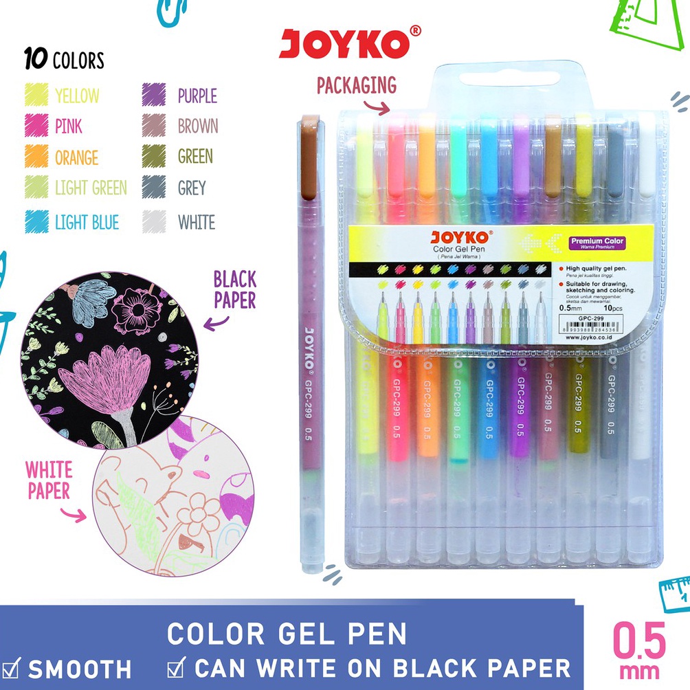 

KODE W99O Color Gel Pen Pena Jel Warna Joyko GPC299 Premium Color 1Warna 5mm