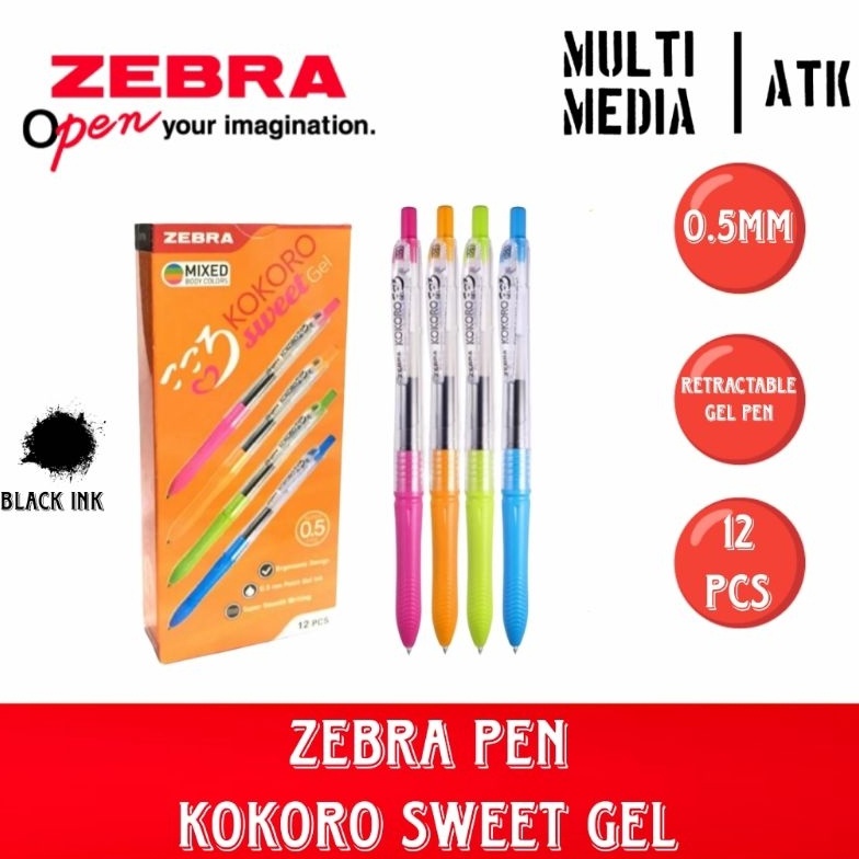 

KODE Y88X PEN ZEBRA KOKORO SWEET GEL 5 12PCS PEN KOKORO SWEET GEL MIXED BODY COLORS