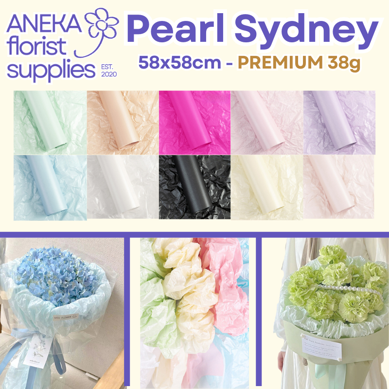 

[20 LEMBAR] Pearl Sydney Flower Wrapping Pearl Paper Sydney Tissue Waterproof Korean Pear Kertas Bunga