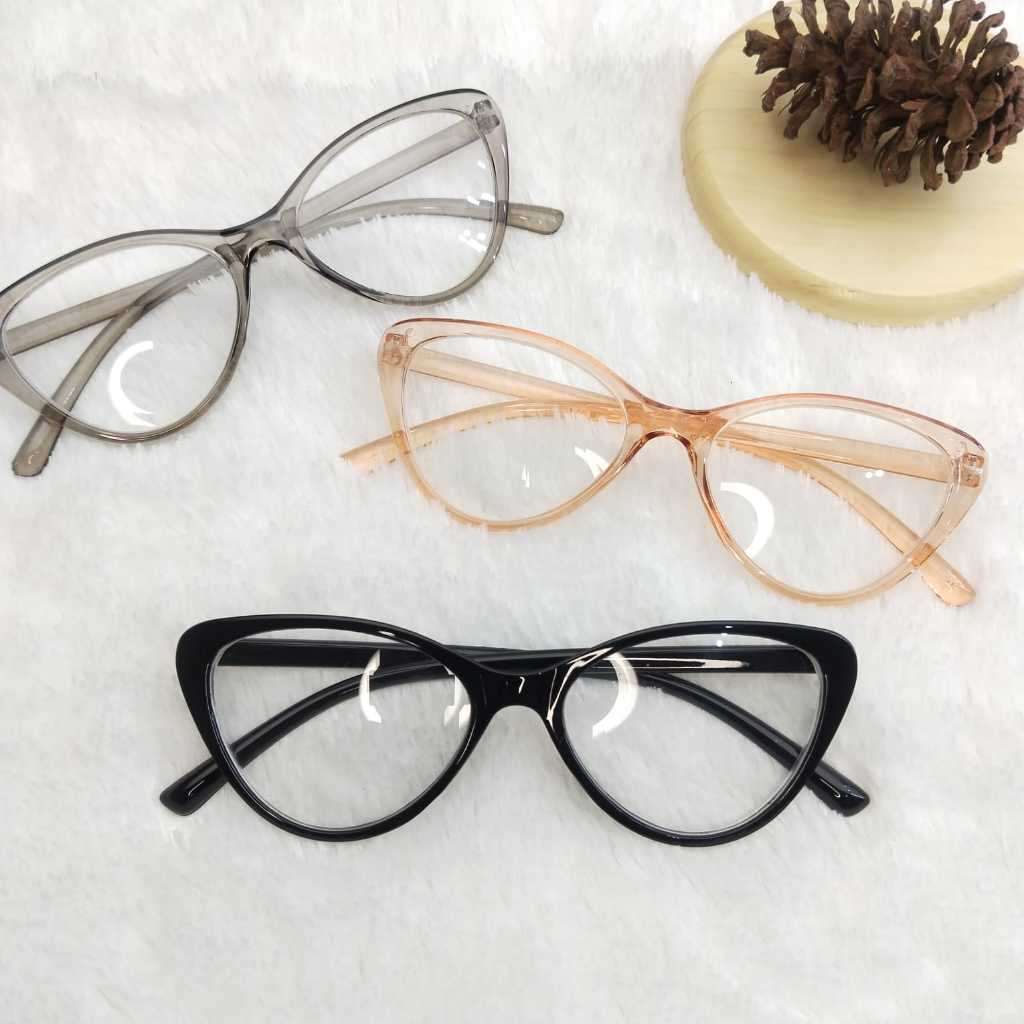 TERBARU KACAMATA MODEL CAT EYE LENSA MINUS [0.50/4.00] FREE BOX DAN LAP PHOTOCROMIC MINUS