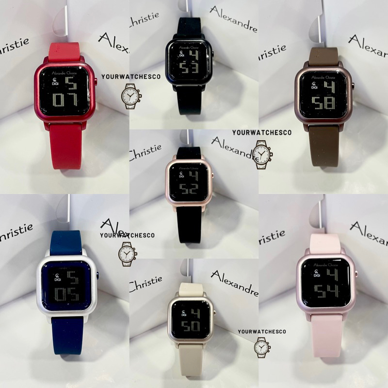 Jam Tangan Wanita Alexandre Christie AC 9392 Digital, Karet Hitam, Diameter 3 cm, Ketahanan Air 3 ATM