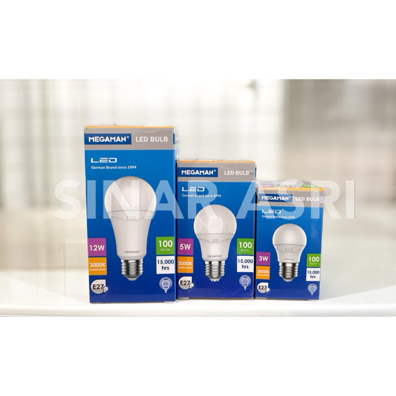 MEGAMAN WARM WHITE Bohlam Lampu LED A Bulb 3 W 5 W 12 W Cahaya Kuning 3000K
