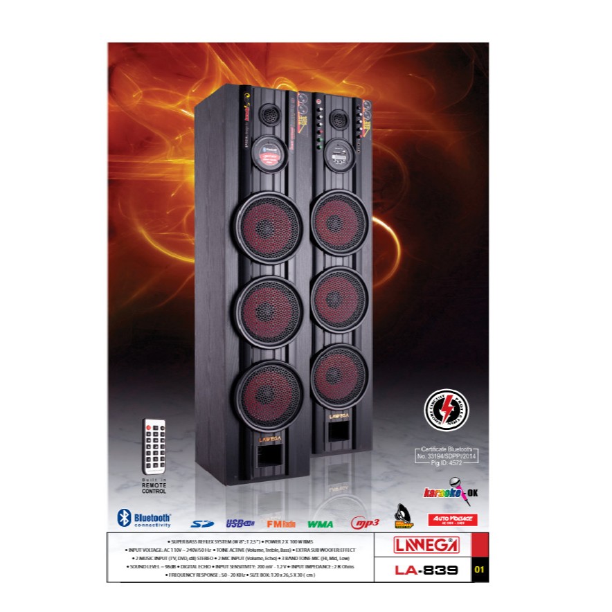 SPEAKER AKTIF Lawega LA-839 Speaker Active Remote - FM Radio - Bluetooth - USB