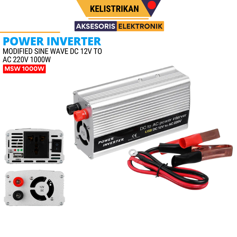 Power Inverter 1000 Watt / Inverter 1000W Power Inverter DC to AC 12V to 220V Aki