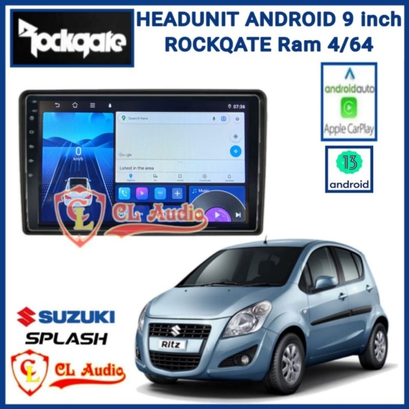 Head Unit Android Rockgate 9 Inch OEM Suzuki Splash Ram 4/64GB