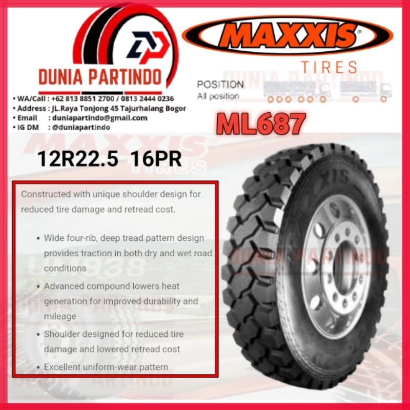Maxxis ML687 12 R22.5 16PR DOT2024 Ban Truk Tambang