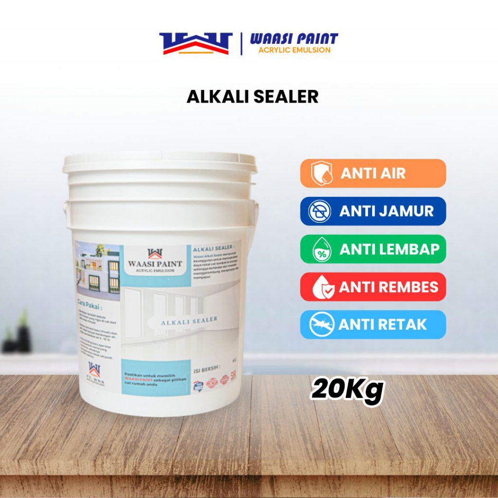 WAASI PAINT - Cat Dasar Alkali Sealer Dinding Exterior Anti Jamur Interior 20Kg