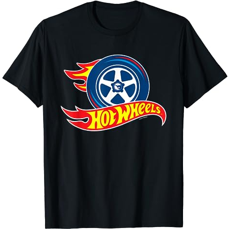 BAJU KAOS Hot Wheels - Flaming Tire Logo T-Shirt - Baju Hot Wheels - Kaos Hot Wheels - Baju Pria - K