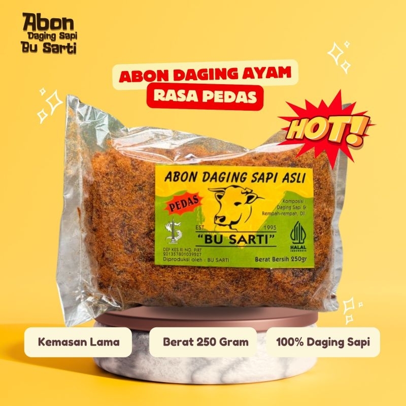 

[PACKAGING LAMA] Abon Sapi Bu Sarti - Pedas/Spicy 250gr