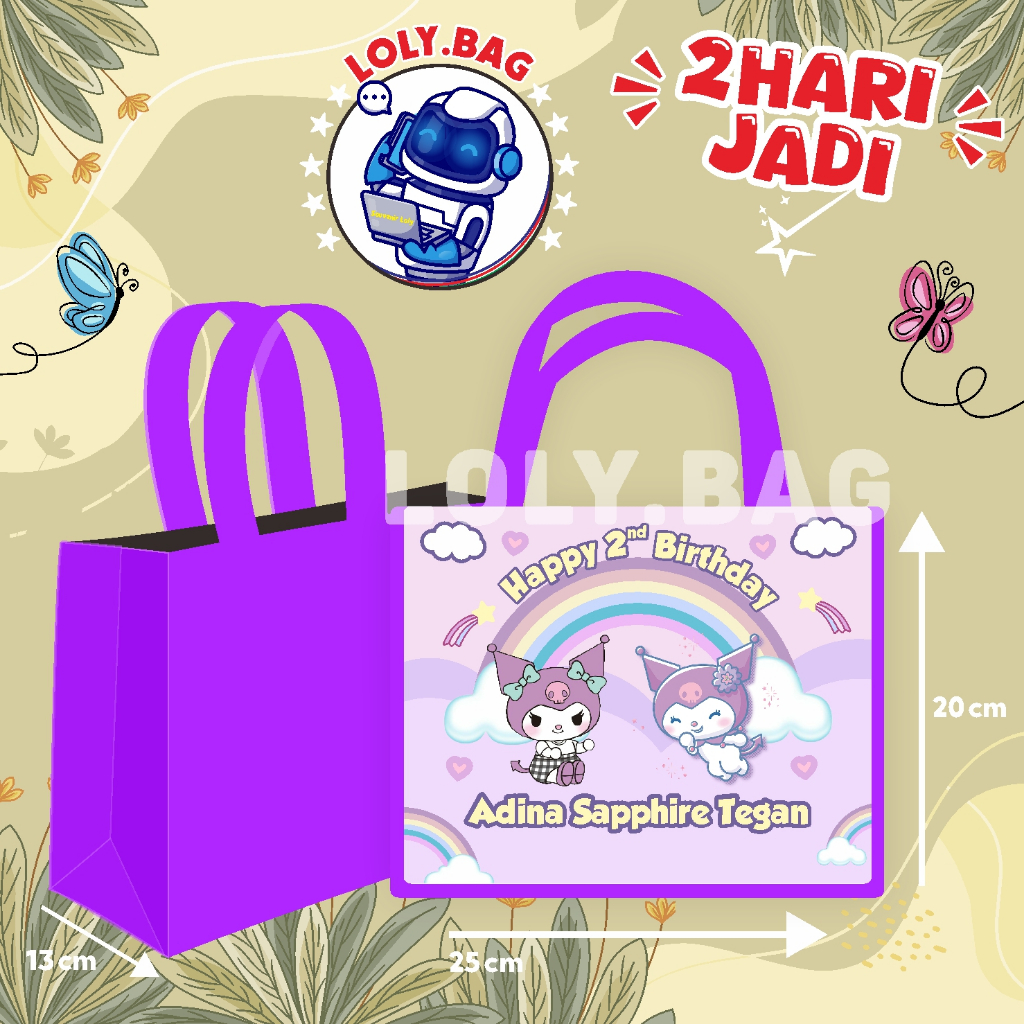 

Tas Ultah / Tas Ulang Tahun / Goodie Bag Custom / Tas Bingkisan tema KUROMI