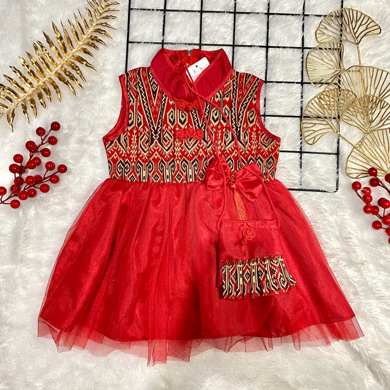 Baju Bayi Perempuan Dress Imlek Cheongsam Bayi Chinese Girl / Dress Cheongsam Anak 1-3 Tahun