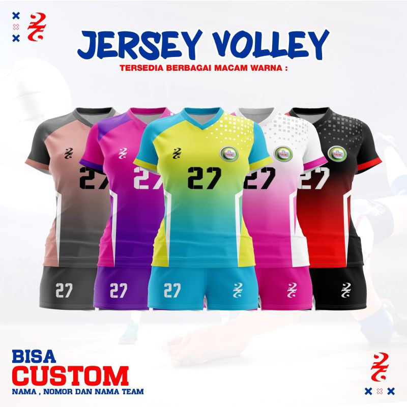 Jersey Volly Anak Wanita Setelan Jersey Volly Anak Full Printing Terbaru