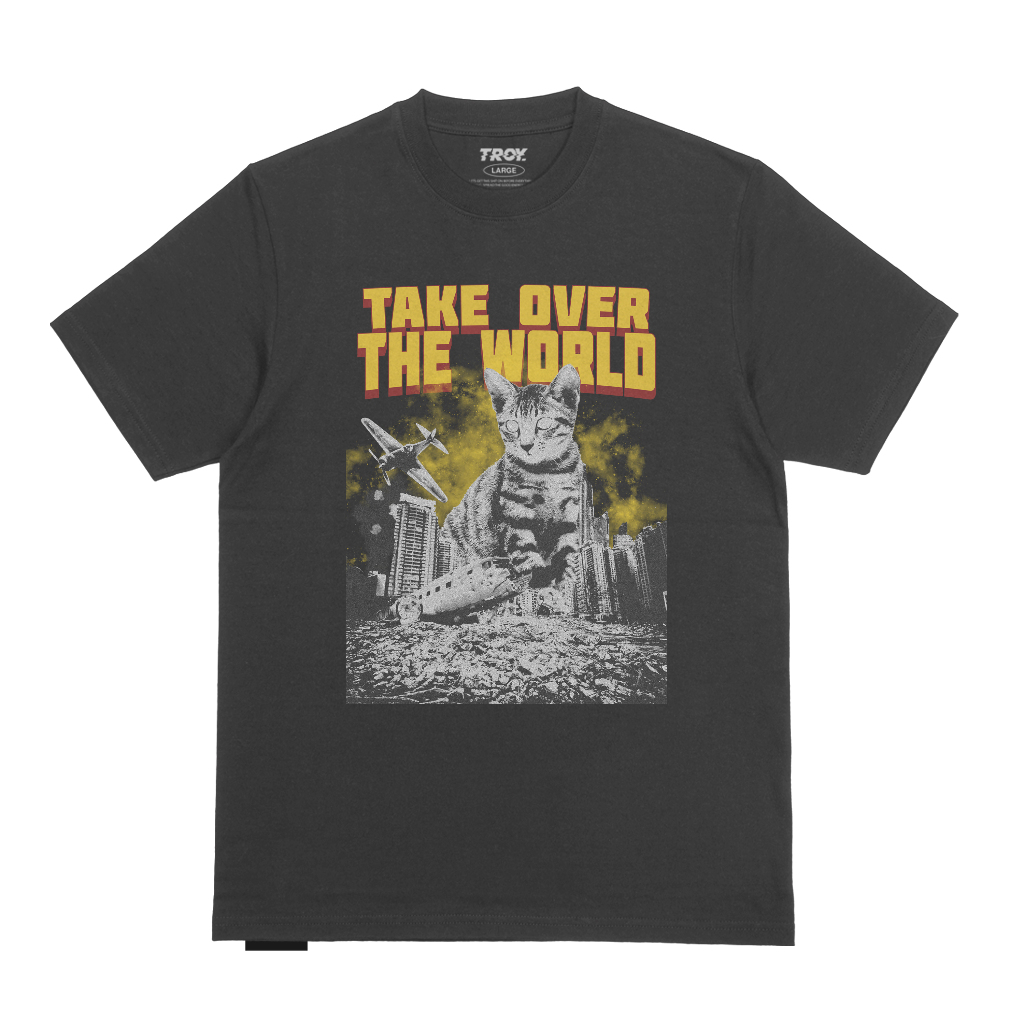 Troy Company T-shirt Dark Grey Cat Disaster - Kaos Lengan Pendek Kaos Abu Gelap MTD 2739