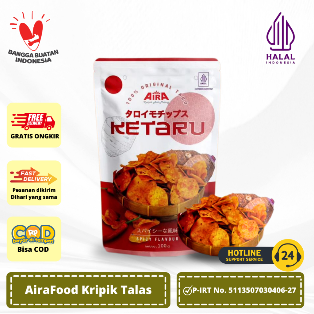 

Kripik Talas Pedas Aira Food, Keripik Talas Spicy Khas Kota Malang Gurih, Renyah, dan Nikmat