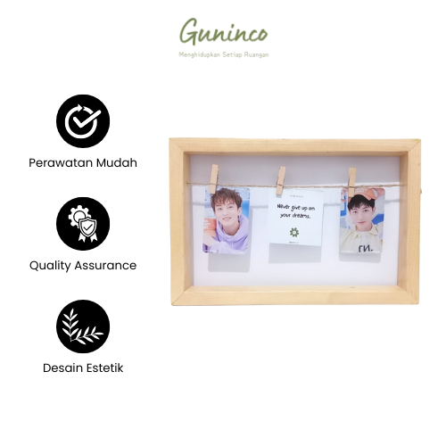 GUNINCO Wooden Photo Frame Bingkai Foto Jute Polaroid | Frame Foto Kayu Polaroid