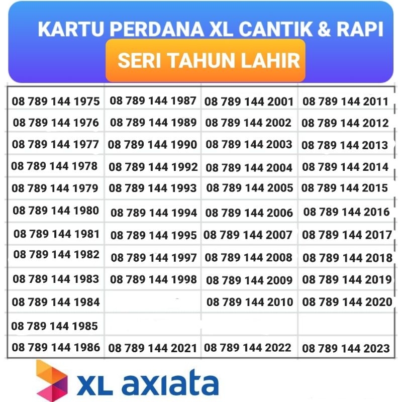 KARTU XL CANTIK & RAPI SERI TAHUN LAHIR