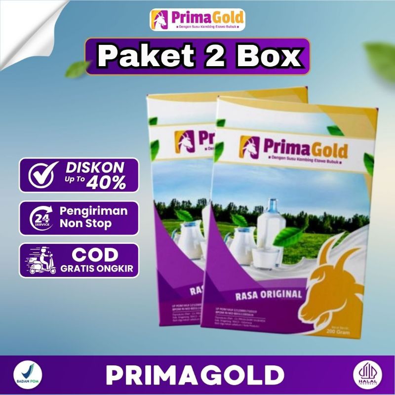 

2 BOX SUSU KAMBING ETAWA BUBUK PRIMAGOLD / GOLDENGOAT ATASI NYERI SENDI TULANG LUTUT ENCOK