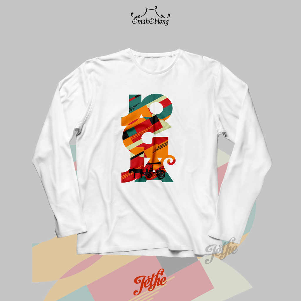 Kaos Lengan Panjang by Omah Oblong Jogja T-Shirt Seri Jethe Klasik 'JOGJA ABSTRAK' Kaos Dewasa Pria 