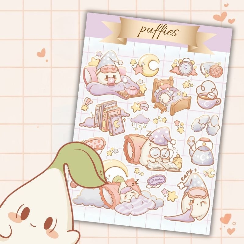 

puffies sticker sheet | waterproof | aesthetic sticker | sticker sheet pack | planner sticker