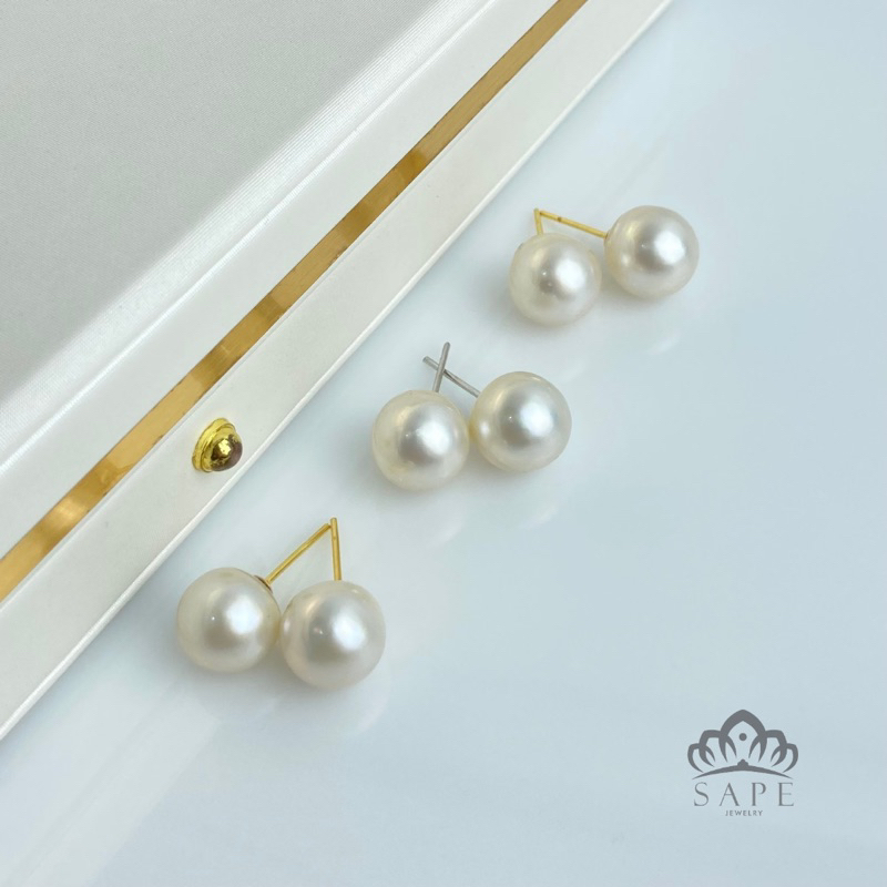 Sape - Anting Stud Mutiara Akoya Air Laut Mabe Berkualitas