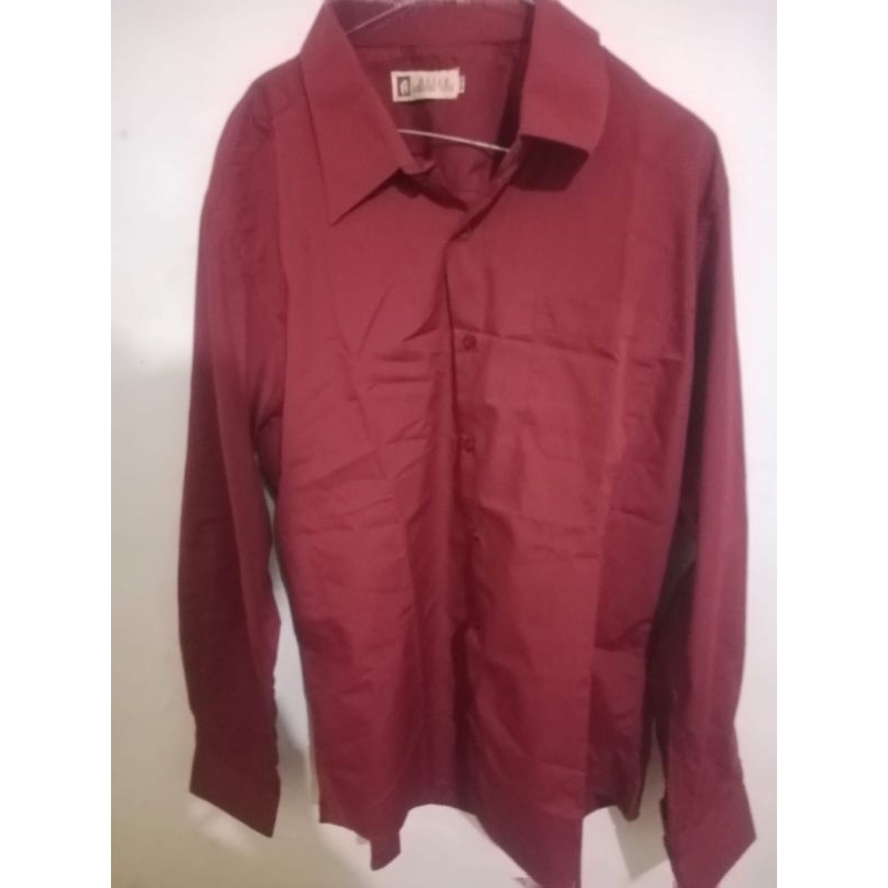 kemeja pria merah maroon besar jumbo