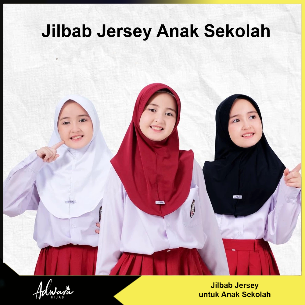 Jilbab instan jersey anak sekolah SD