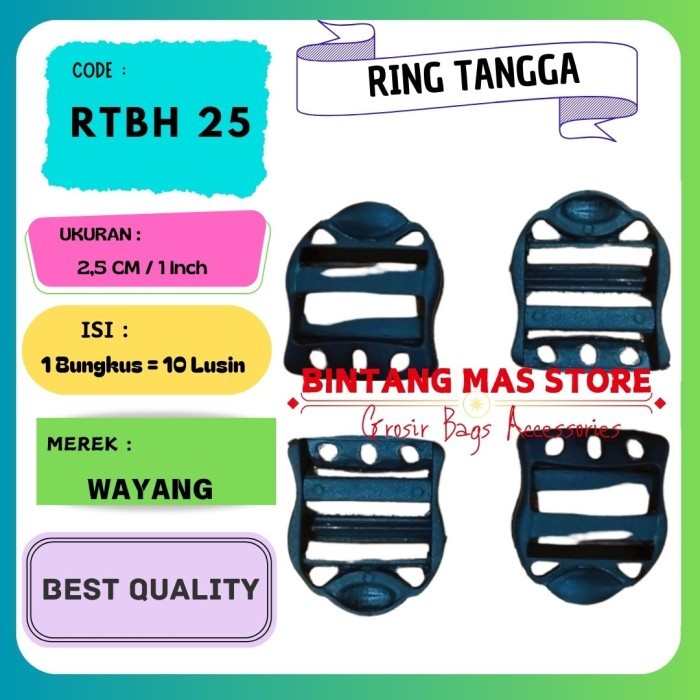 Ring Tangga Tas 2,5 cm Hitam