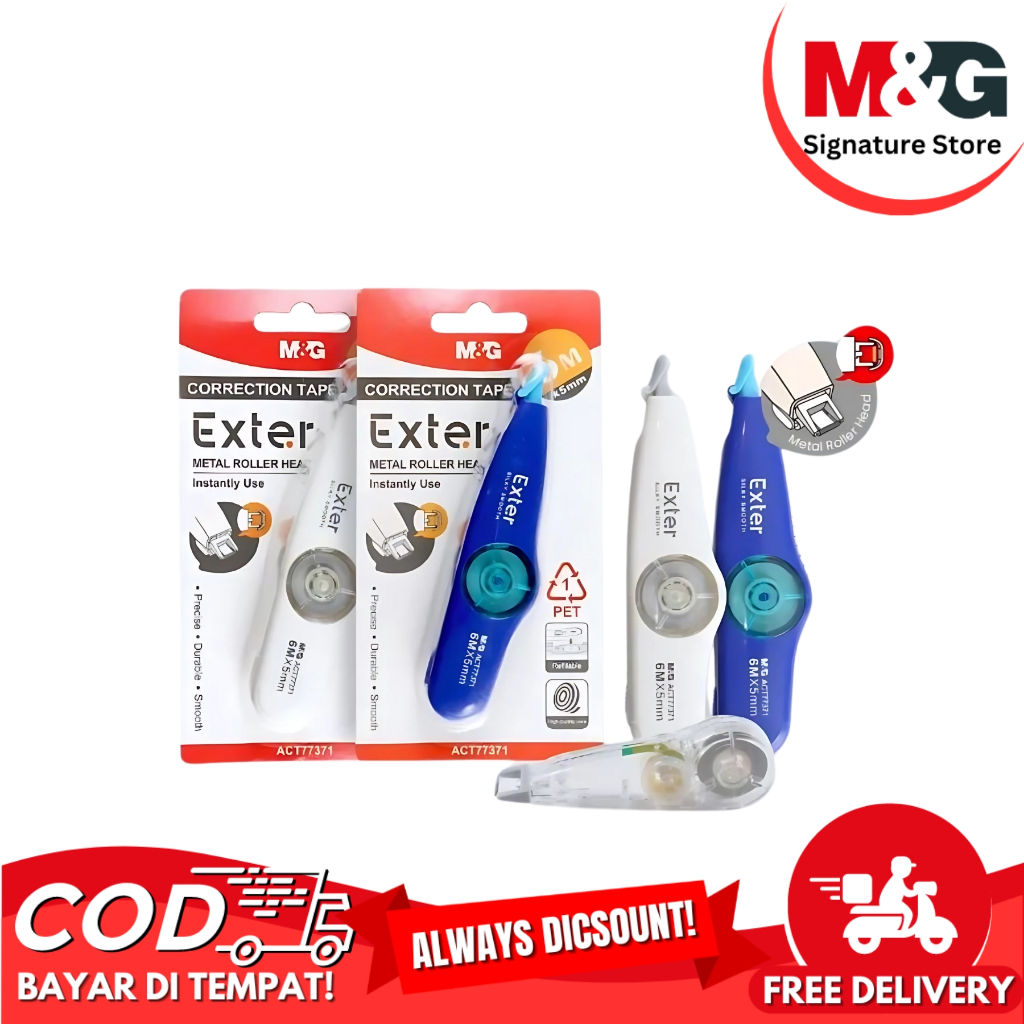 

Tipe x Kertas Correction Tape M&G 6M X 5MM #ACT77371 Exter Metal Roller Head - SATUAN
