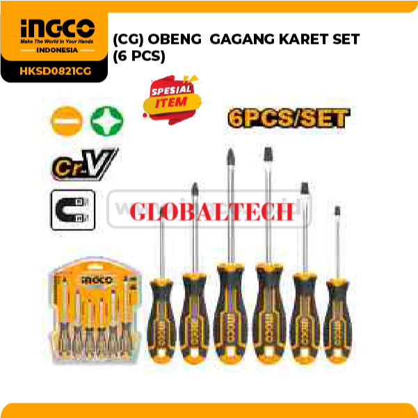 INGCO HKSD0628 OBENG SET 6PCS OBENG INDUSTRI SCREWDRIVER SET 6PCS INGCO HKSD0821