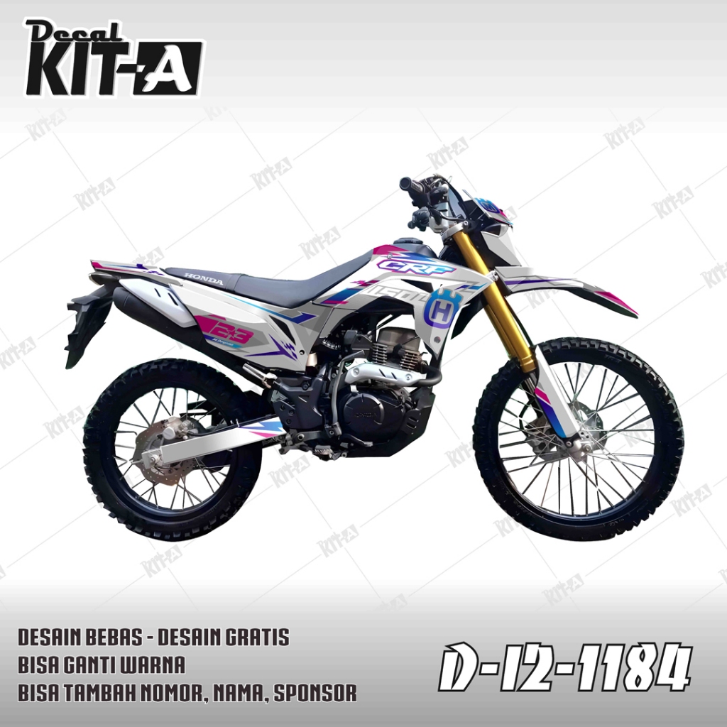 Decal Honda CRF 150L MOTIF PUTIH PINK BIRU  D-I2-327 I2-816 I2-1184