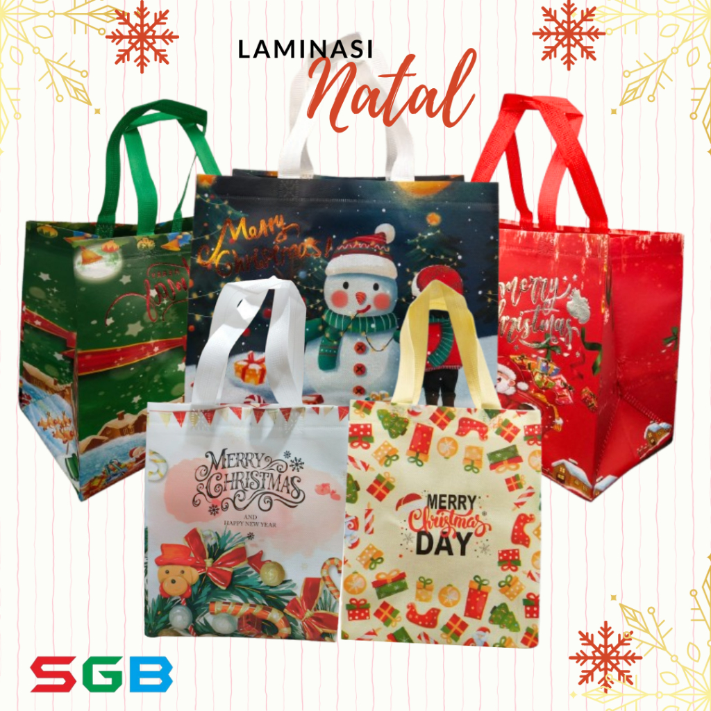 

1 PCS - Tas LAMINASI SERIES NATAL SIZE 21x26x12 & 32x25x17 / bungkusan natal