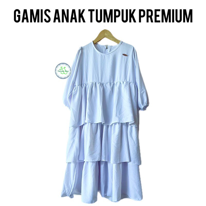 Gamis anak tumpuk canda crinkle putih manasik haji premium crinkle ( gamis tumpuk )